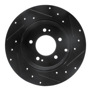 Hyundai Azera Brake Rotor (1) - Rear Left - R1 Concepts - Drilled & Slotted - Black - `05-`20